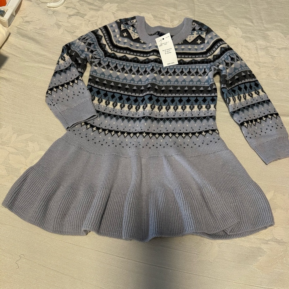 Baby gap sweater Patterned Knit Dress size 18–24 months NWT cotton nylon wool